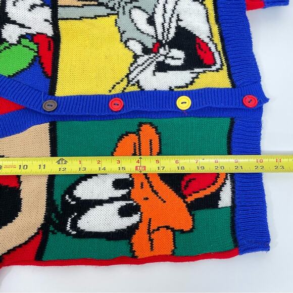 Looney Tunes Vintage Sweater Cardigan Medium 10/12 90s Taz Bugs Daffy Marvin - Picture 7 of 8